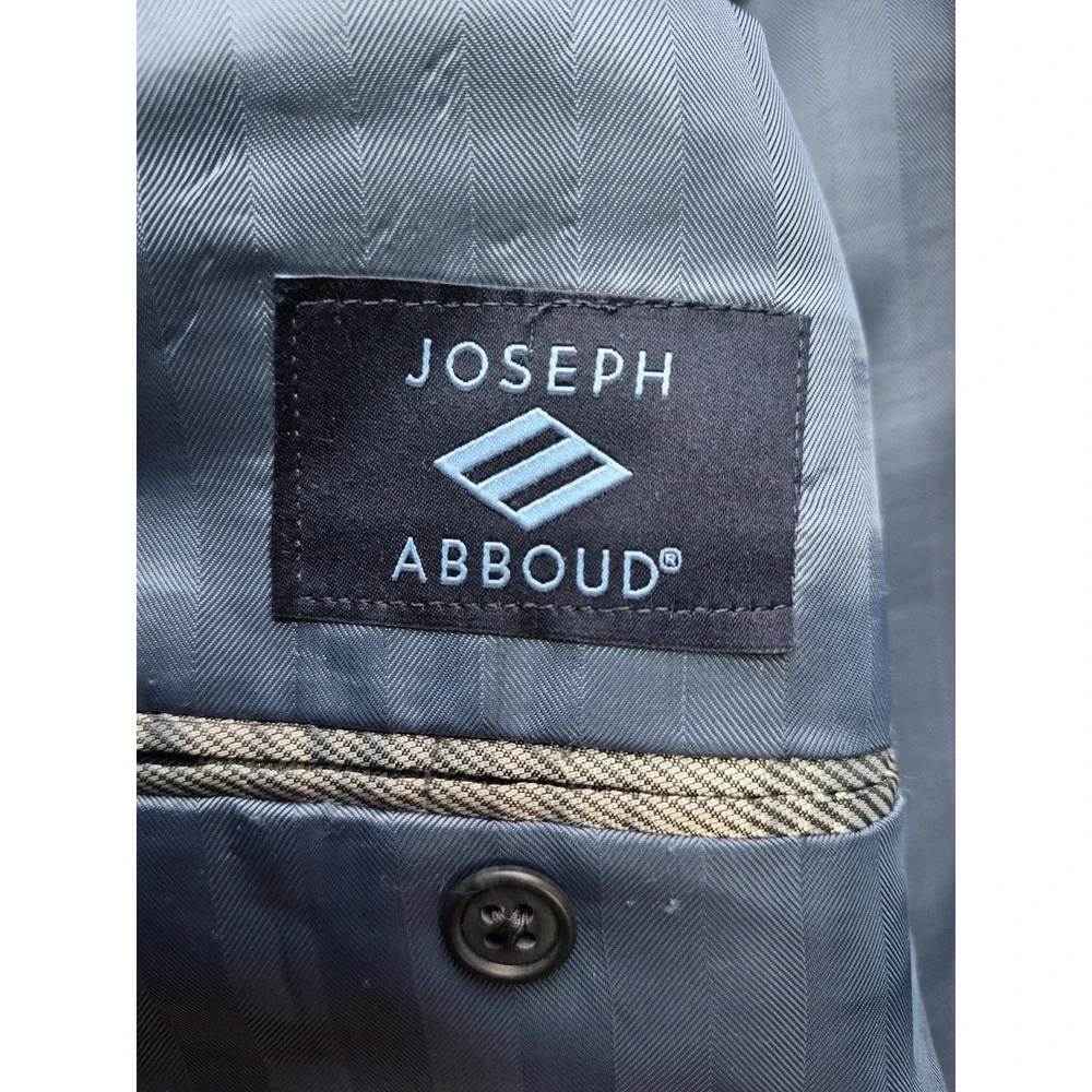 Joseph Abboud Mens Wool Sports Coat 44L Blue Plaid Made in USA 2 Button Jacket